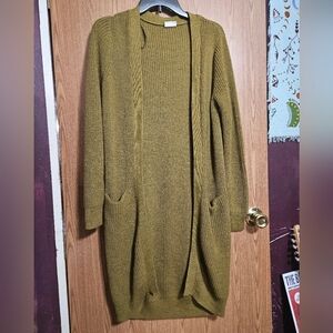 Vila Olive Green Open Front Oversized Knit Cardigan With Pockets!